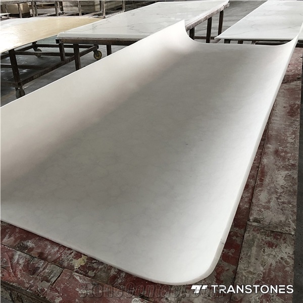 Translucent Honed White Curved Artificial Alabaster Wall Panel