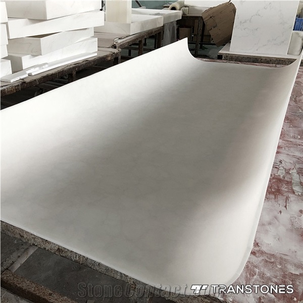 Translucent Honed White Curved Artificial Alabaster Wall Panel