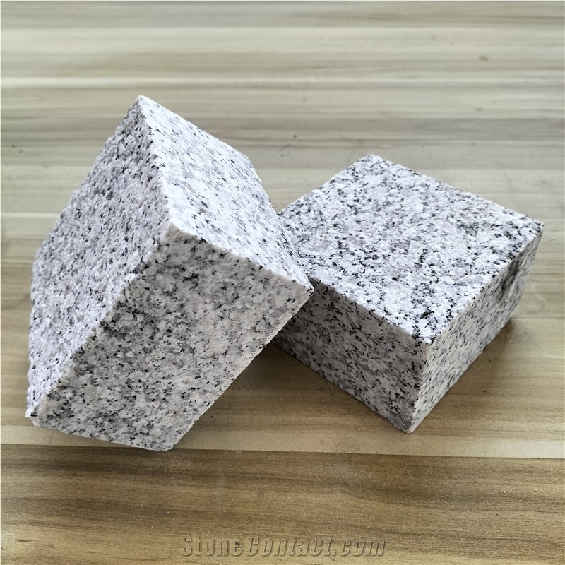 Flamed G602 Pangdang White Granite Cubes, Cobblestone