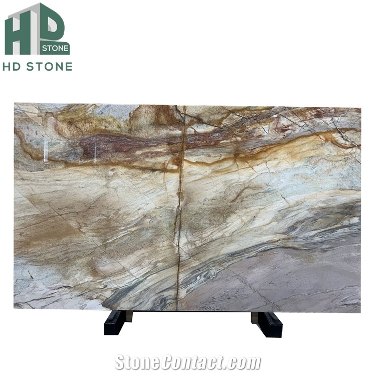 Natural Golden Luxury Quartzite Slab For Wall