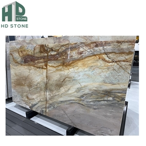 Natural Golden Luxury Quartzite Slab For Wall