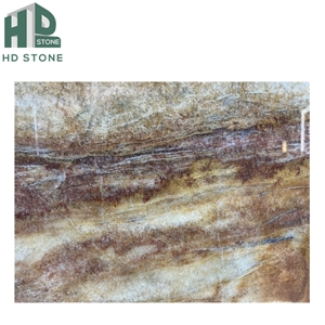Natural Golden Luxury Quartzite Slab For Wall