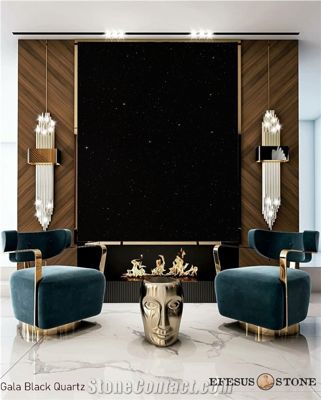Gala Black Quartz Slabs