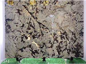 Brazil Peacock Gold Granite Big Slabs Polished For Interior
