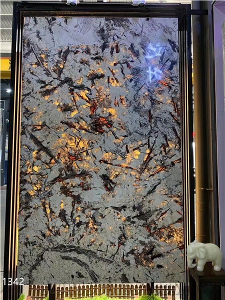 Brazil Peacock Gold Granite Big Slabs Polished For Interior