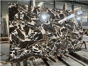 China Antique River Marble Brown Big Size Slabs Polished