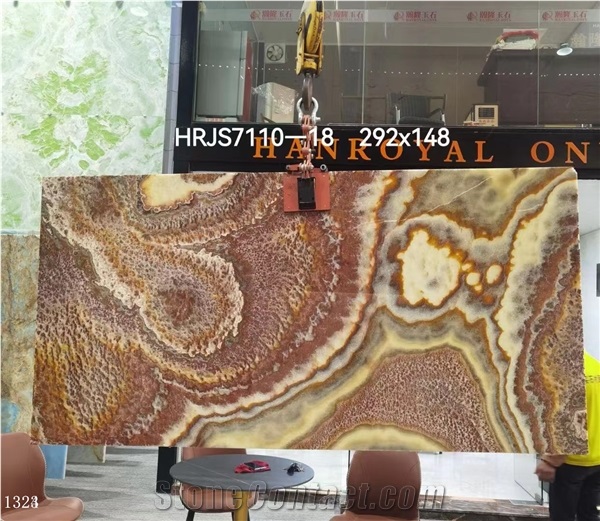 China Ruby Onyx Red Slabs Polished For Living Room Design