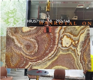 China Ruby Onyx Red Slabs Polished For Living Room Design