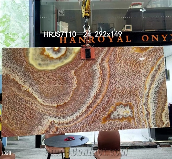 China Ruby Onyx Red Slabs Polished For Living Room Design