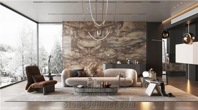 Desert Storm Granite Verde Lara Brown Stone Slab Floor Tile