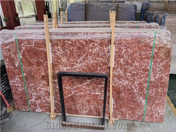 France Rosso Francia Red Marble Slab For Interior Design Use