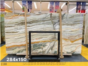 Iran Rainbow Onyx  Multicolor Slabs Polished For Living Room