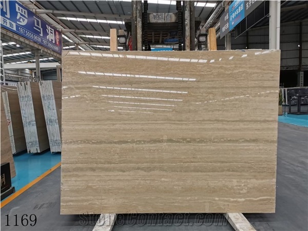 Italy Roman Silver Travertine Honed Slabs For Outdoor Design