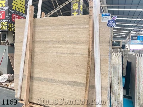 Italy Roman Silver Travertine Honed Slabs For Outdoor Design