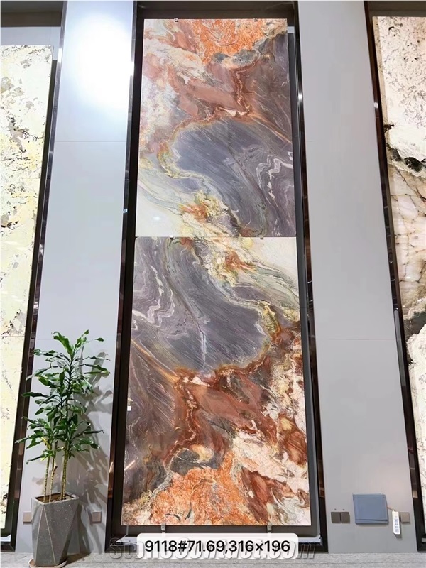 Macaubas Illusion Quartzite Fire Phoenix Big Slab Wall Tile