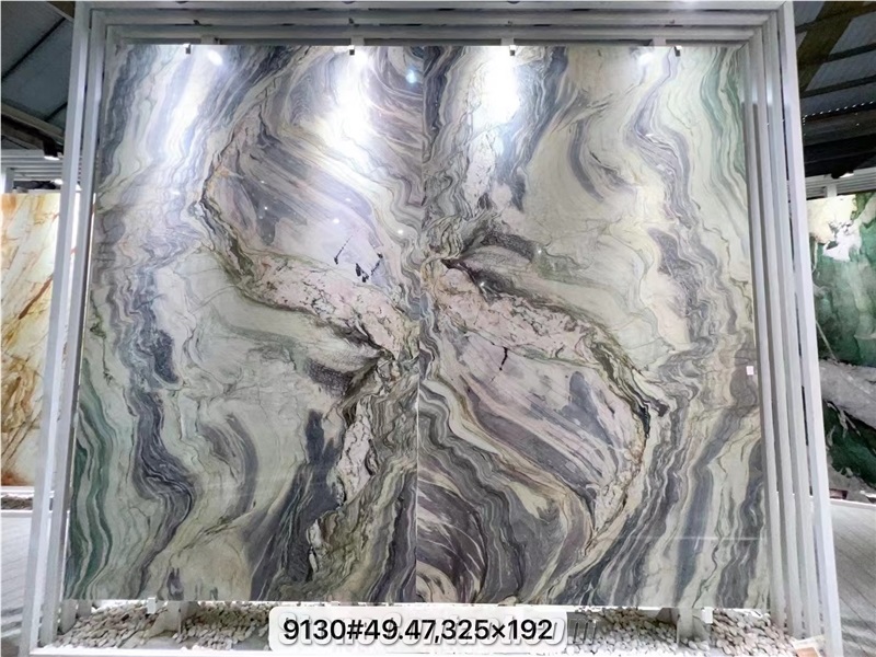 Silk Road Quartzite Fusion Blue Multicolor Stone Slab