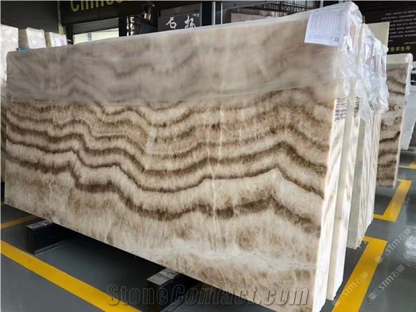 Turkey Onyx Brioche Onyx Yellow Polished For Living Room Use