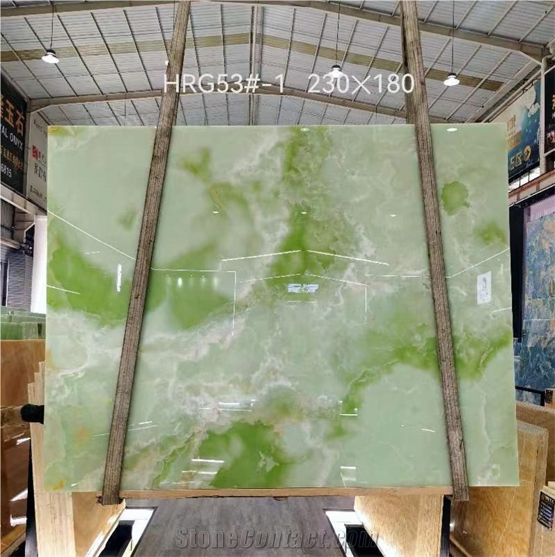 Verde Afghanistan Onyx Light Green Onix Polished Slab