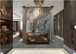 White Reef Quartzite Multicolor Slab Wall Background Use