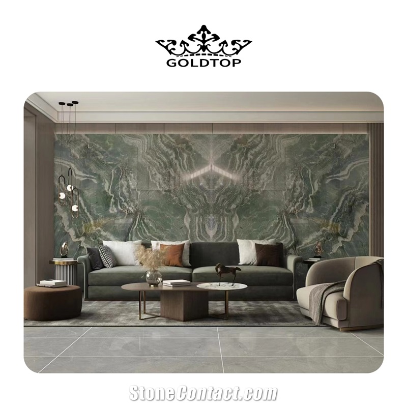 Decoration Preferred Vivid Green Quartzite Slabs For Wall