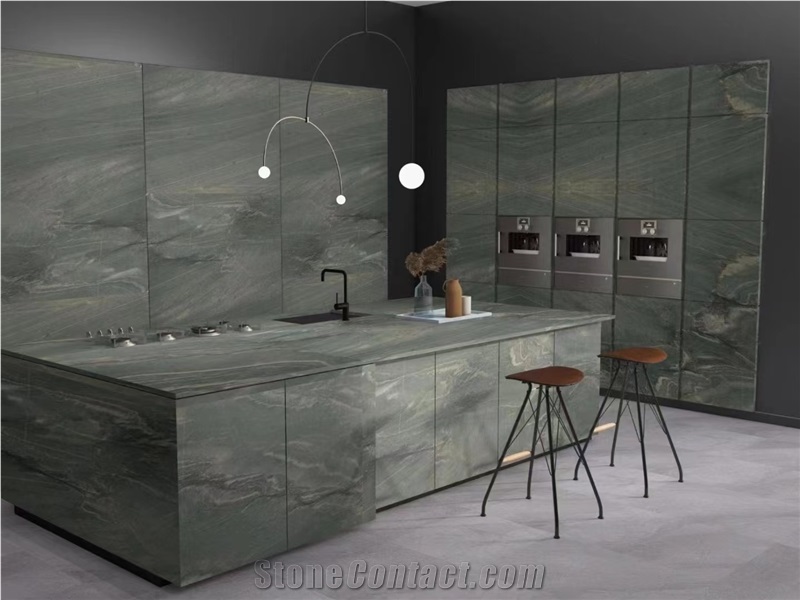 Decoration Preferred Vivid Green Quartzite Slabs For Wall