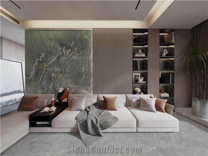 Decoration Preferred Vivid Green Quartzite Slabs For Wall