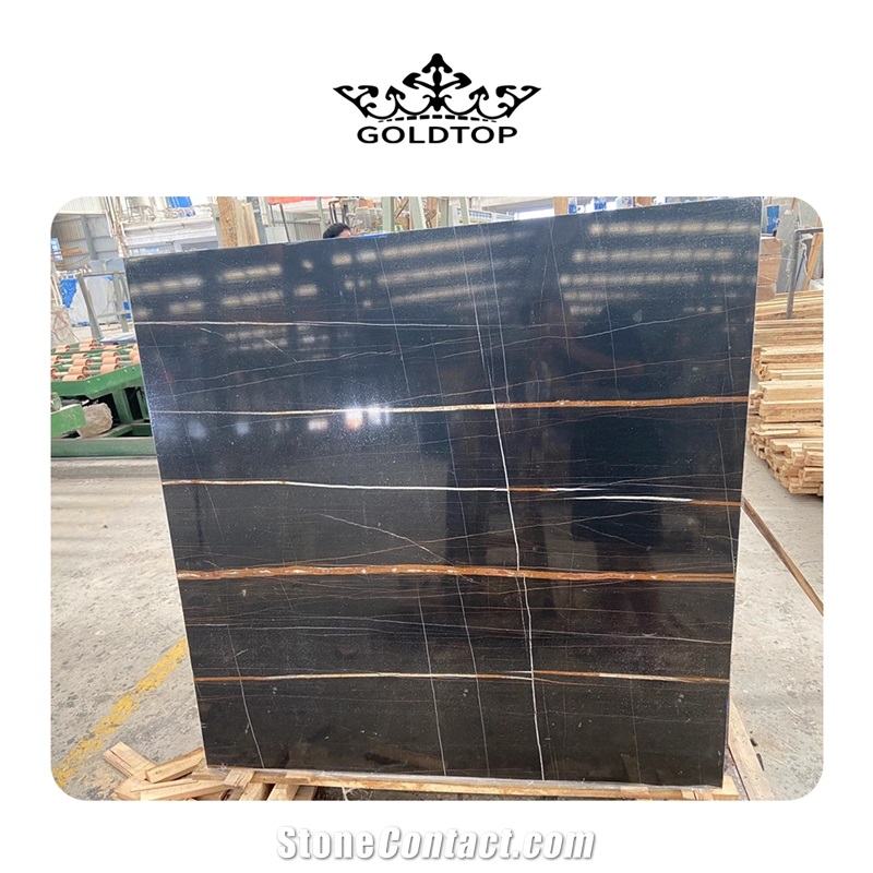 GOLDTOP ODM/OEM Excellent Lauren Black Gold Marble Slab