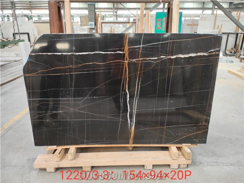 GOLDTOP ODM/OEM Excellent Lauren Black Gold Marble Slab