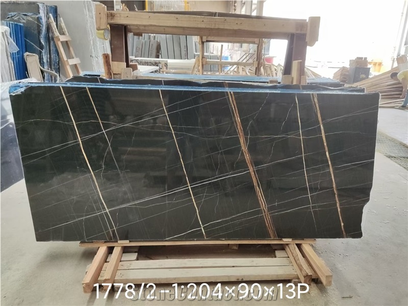 GOLDTOP ODM/OEM Excellent Lauren Black Gold Marble Slab