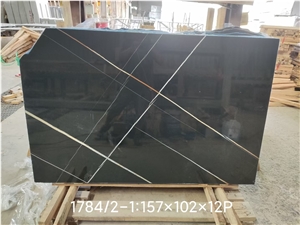 GOLDTOP ODM/OEM Excellent Lauren Black Gold Marble Slab