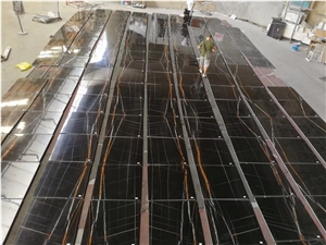 GOLDTOP ODM/OEM Excellent Lauren Black Gold Marble Slab