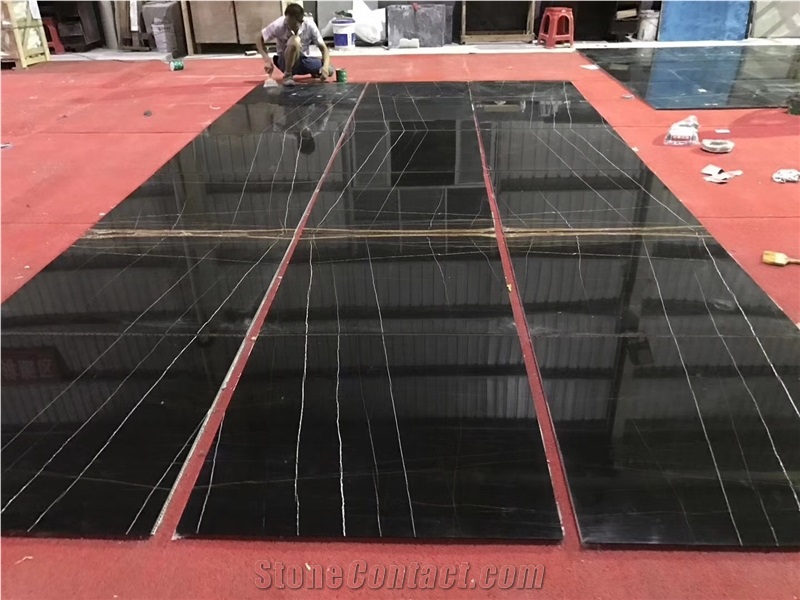 GOLDTOP ODM/OEM Excellent Lauren Black Gold Marble Slab