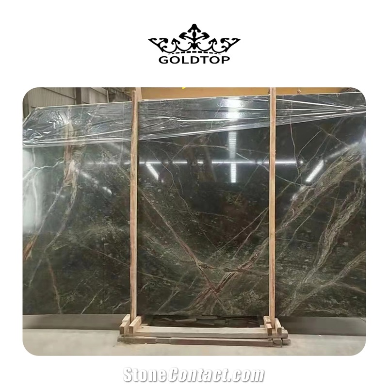 GOLDTOP ODM/OEM Rainforest Green Marble Slab