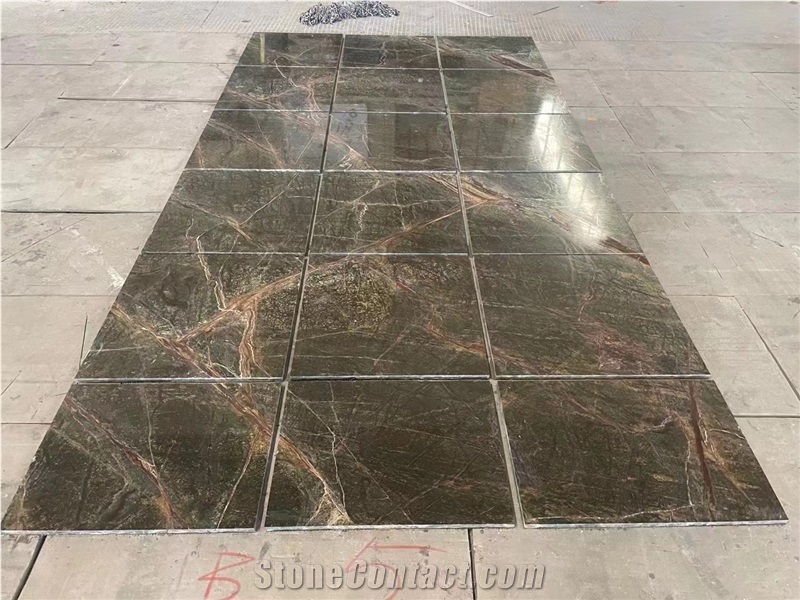 GOLDTOP ODM/OEM Rainforest Green Marble Slab