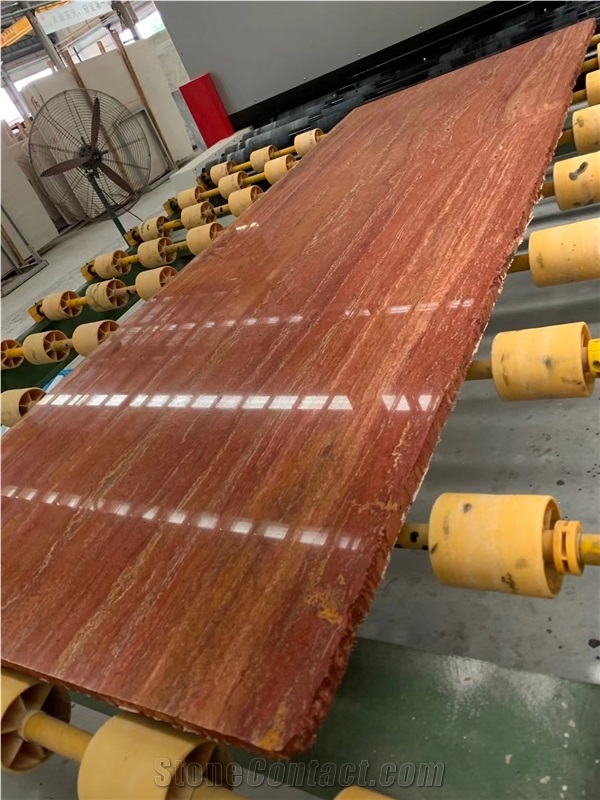 GOLDTOP OEM/ODM Iran Red Travertine Polished Tiles