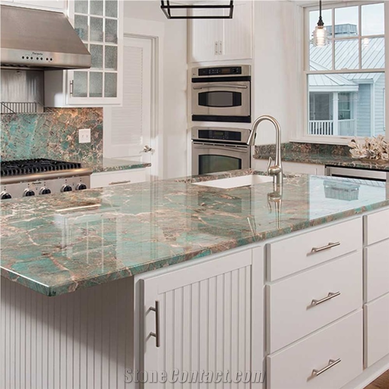 Jungle Style Amozonite Granite Polished Tiles Slabs