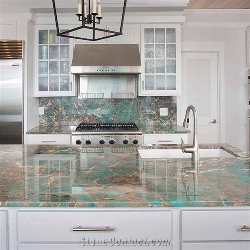 Jungle Style Amozonite Granite Polished Tiles Slabs