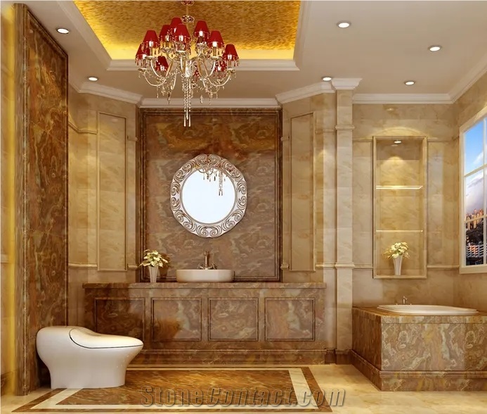 Use For Villa Tiger Onyx Slabs For Bathroom