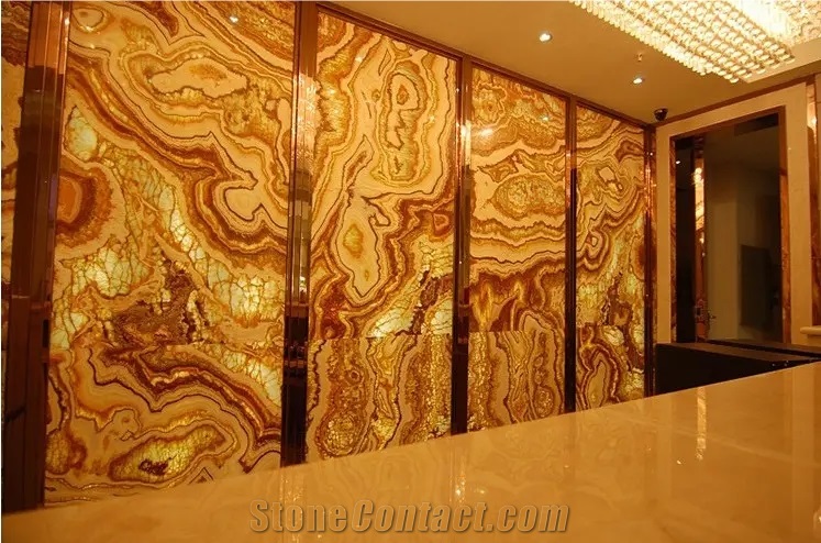 Use For Villa Tiger Onyx Slabs For Bathroom
