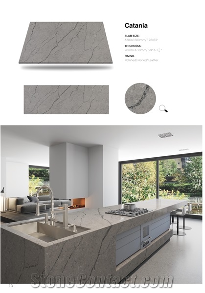 G043 Catania Quartz Slabs Color Of Cement Surface