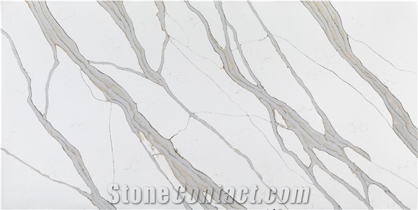 Gold Veins Calacatta Van Gogh Quartz Engineered Stone Slabs