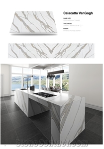 Gold Veins Calacatta Van Gogh Quartz Engineered Stone Slabs