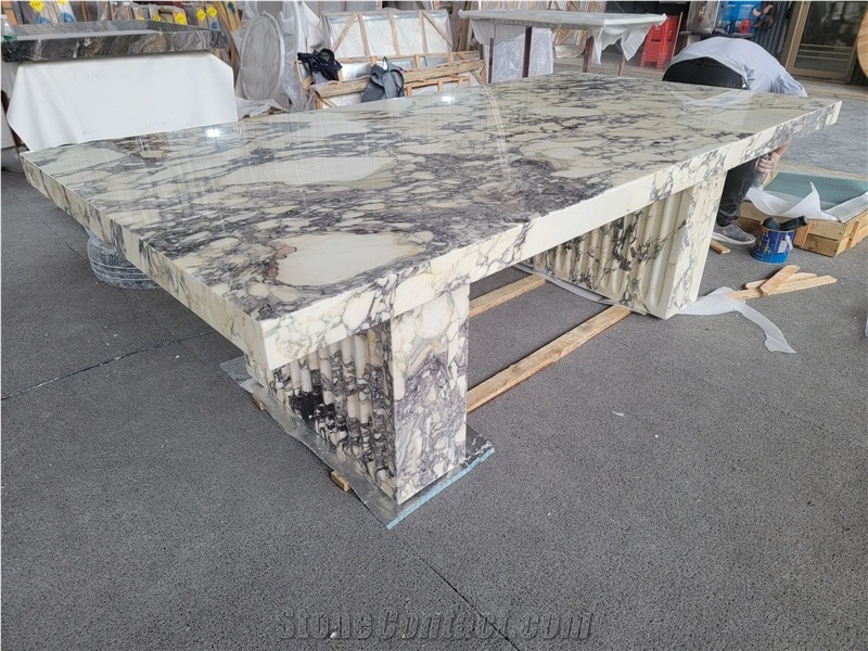 Italy Breccia Violetta Purple Natural Marble Reception Table