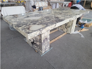 Italy Breccia Violetta Purple Natural Marble Reception Table