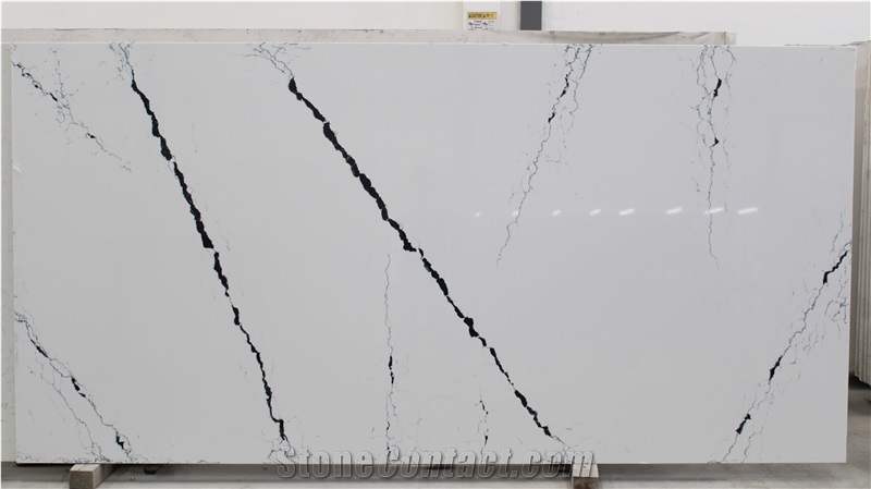 NQ0297 Badan White Calacatta Quartz Marble Look
