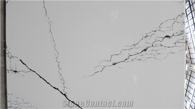 NQ0297 Badan White Calacatta Quartz Marble Look