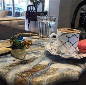Blue Jeans Marble Table Top - Polished