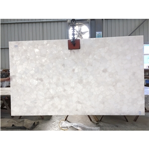 Backlit White Crystal Clear Quartz Semiprecious Stone Slab Wholesale Backlit White Crystal Clear Quartz Semiprecious Stone Slab Wholesale