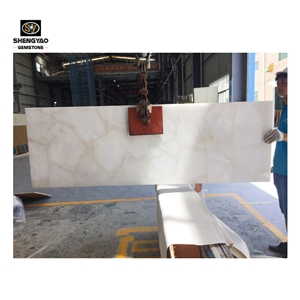 Backlit White Crystal Clear Quartz Semiprecious Stone Slab Wholesale