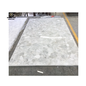Backlit White Crystal Clear Quartz Semiprecious Stone Slab Wholesale